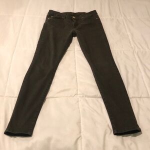 7 for all Mankind dark olive drab green jeans with zipper and multiple pockets